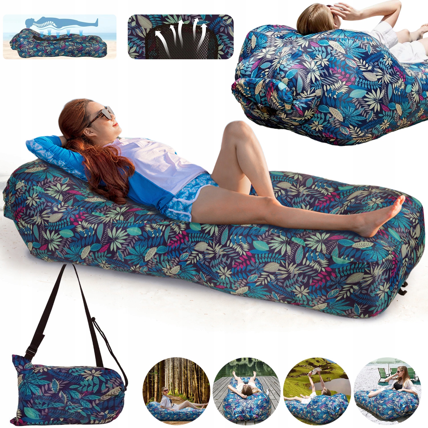 Křeslo Zahradní A Plážové Lehátko Nafukovací Na Pláž Kamping Typ S Přenosné Velké