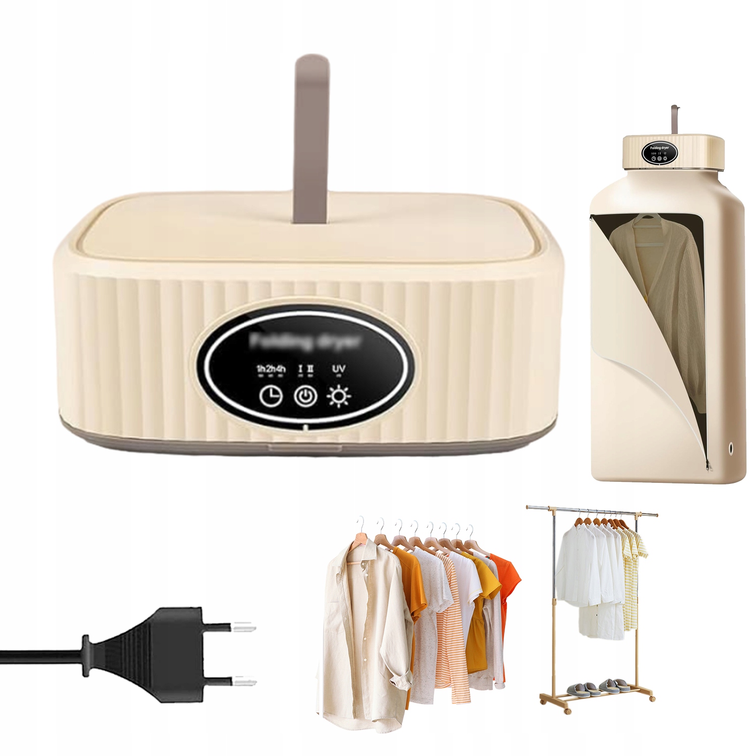 Skládací Sušák Na Prádlo 600 W 3 Časové Úrovně 2 Rychlosti Sušení Uv