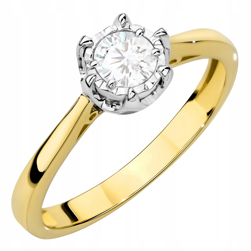 Klasický Zlatý Prstýnek pr. 585 14k Kulatý Brilant 0,25ct