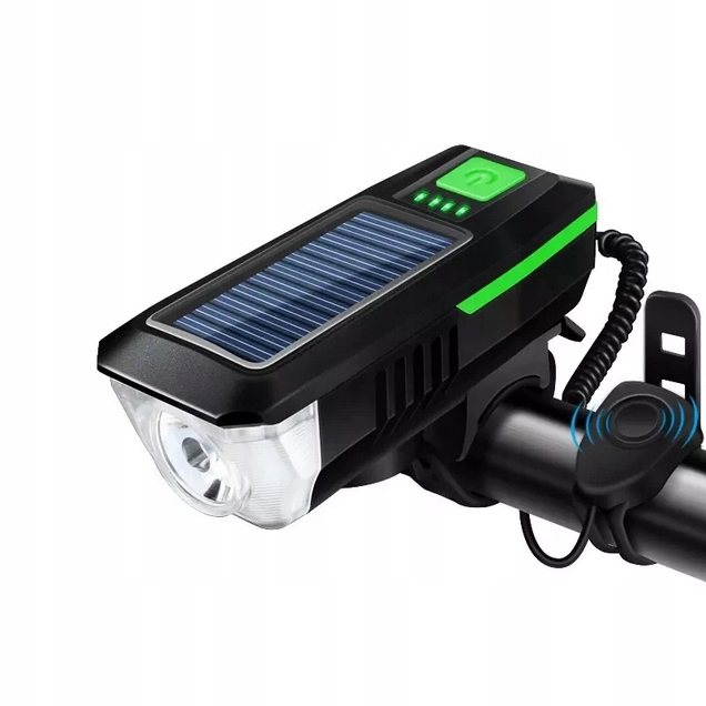 Lampka Rowerowa Solarna Led Usb Klakson Dzwonek