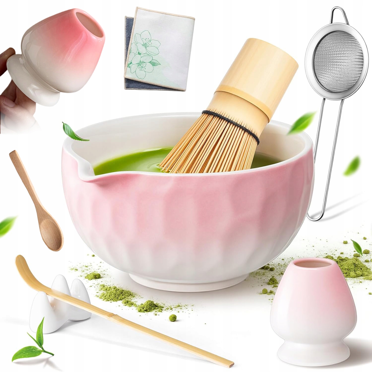 8 x Částečný Japonský Čajový Set Matcha Z Kladívkového Skla 500 ML