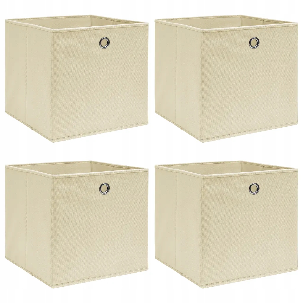 Petrashop Úložné boxy 4 ks krémové 32 x 32 x 32 cm textil Krémová 288357