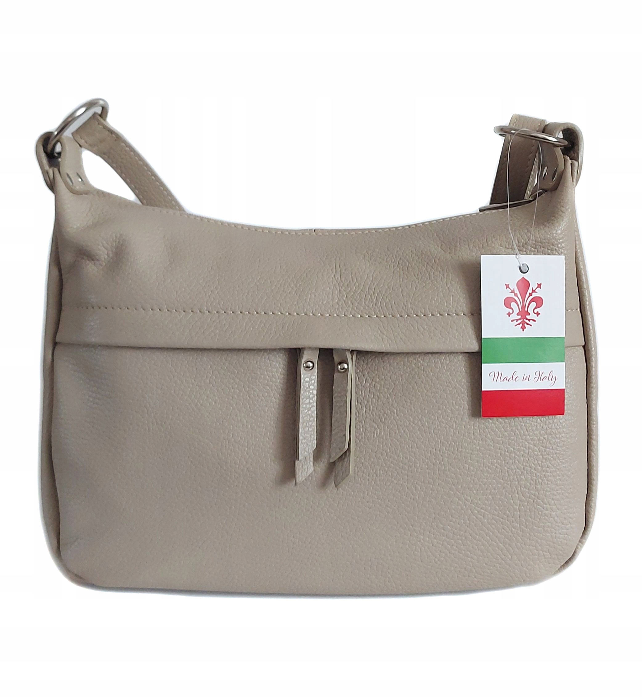 Velká krásná italská kabelka přes rameno Vera Pelle – prostorná klasická kabelka, béžová barva