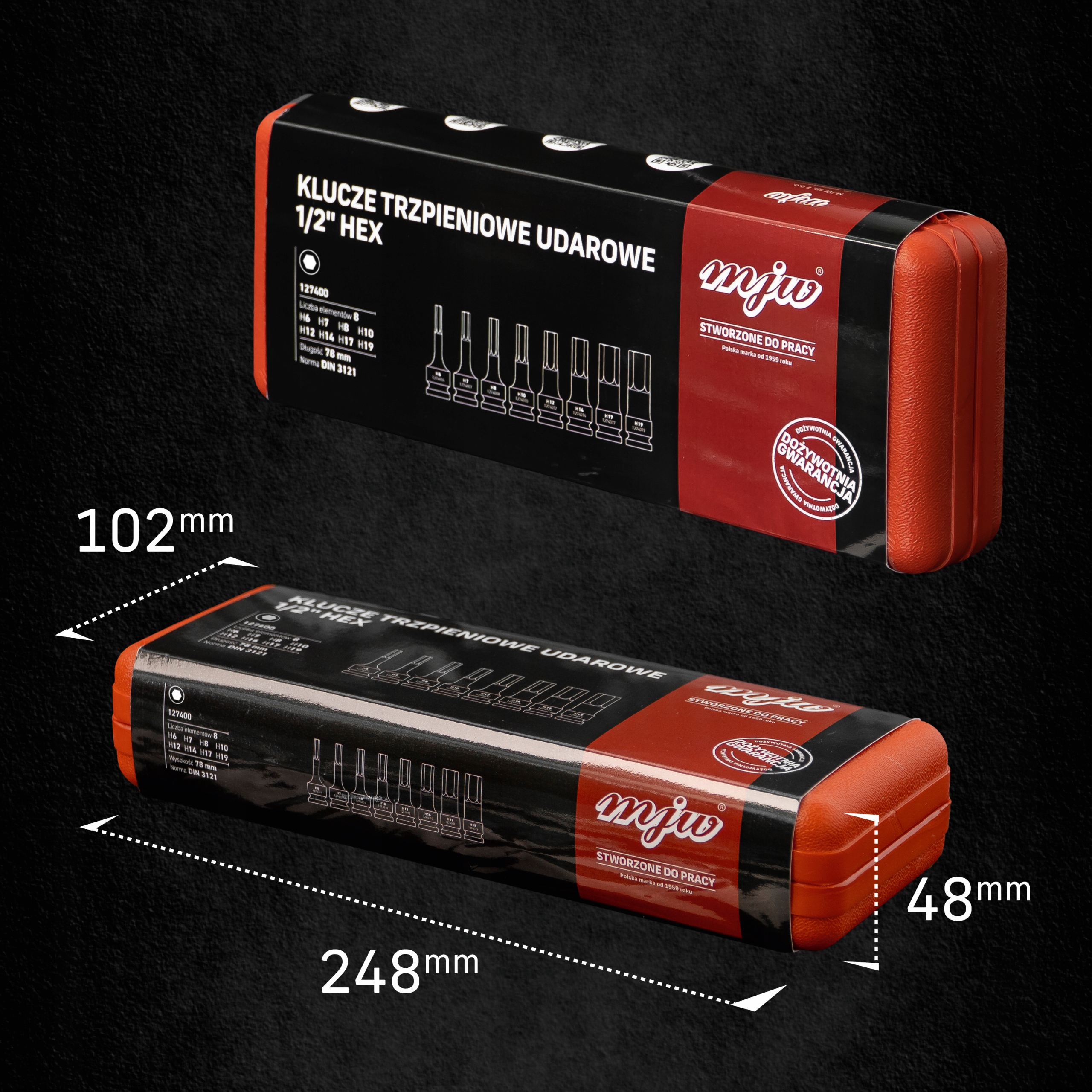 Klucze trzpieniowe HEX udar udarowych 1/2 MJW Marka MJW