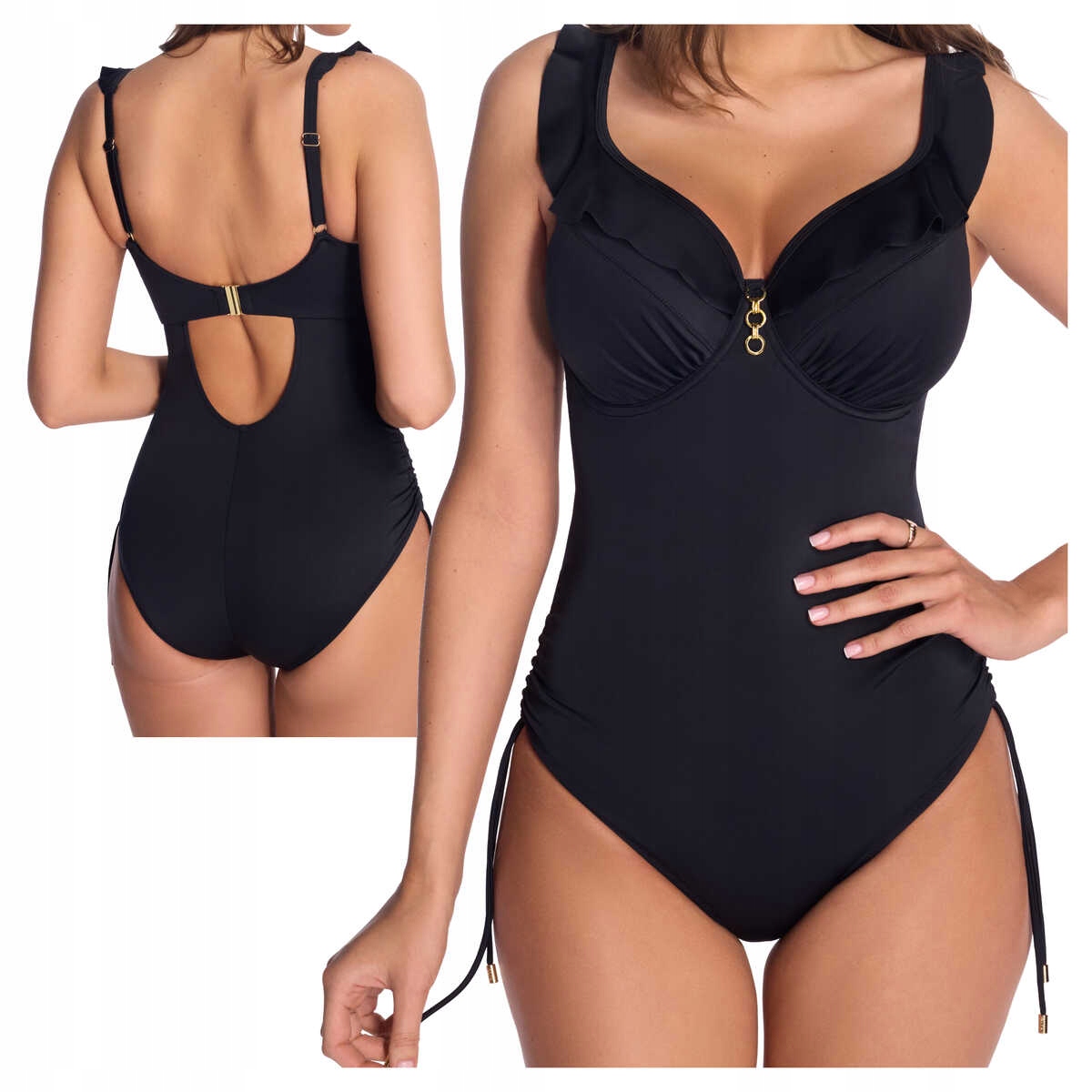 Ava Jednodílné plavky, měkké tkaničky, velikost 71, černá, 80 g