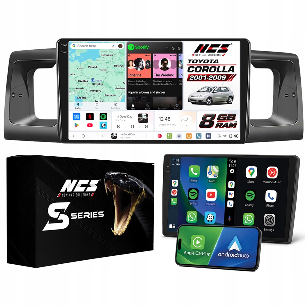 Rádio Navigace Ncs DS9 Toyota Corolla E12 2001-2009 Android 8GB Lte 9″