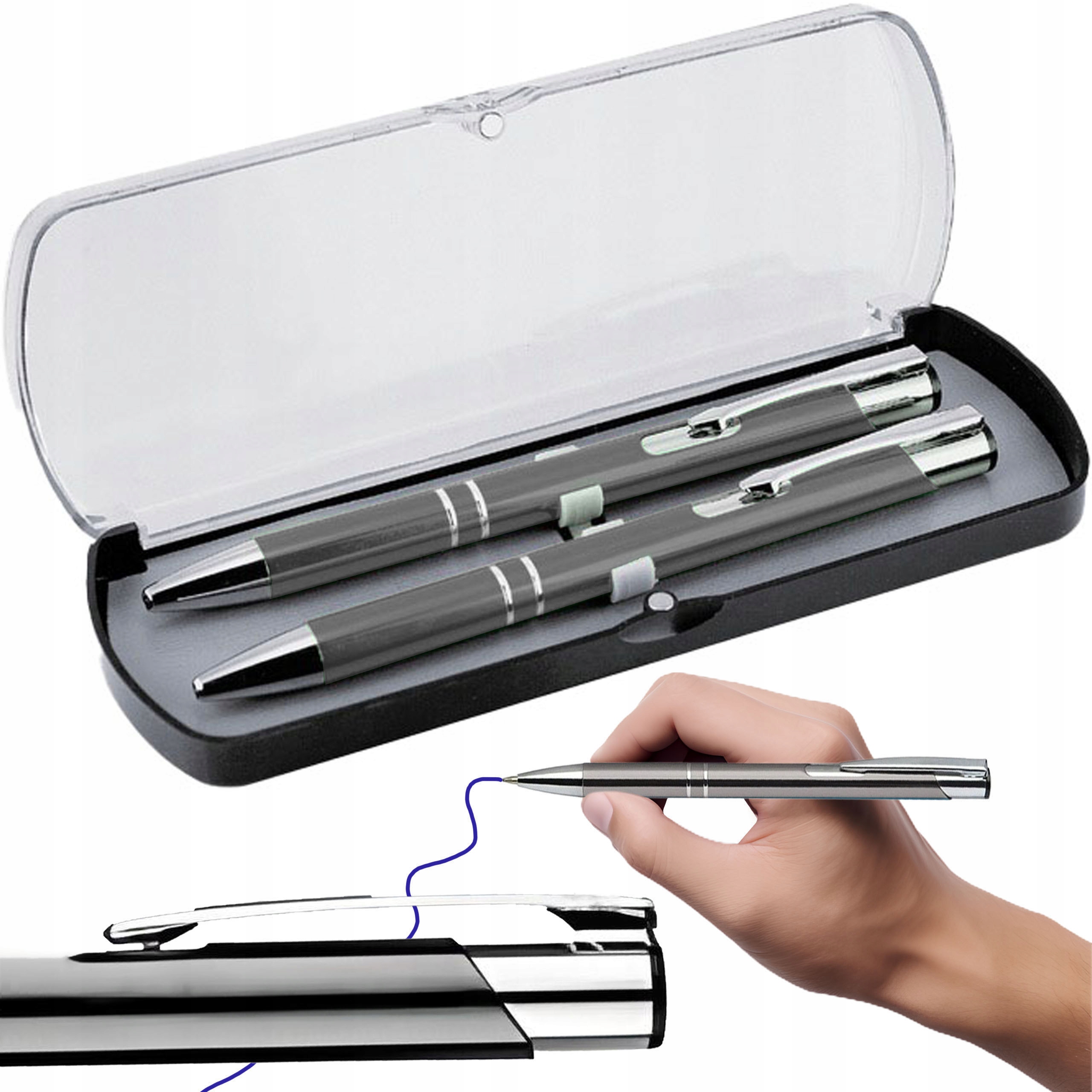 ORYGINALNY ZESTAW PIŚMIENNICZY DŁUGOPIS+OŁÓWEK IDEALNY NA PREZENT GRAFITOWY