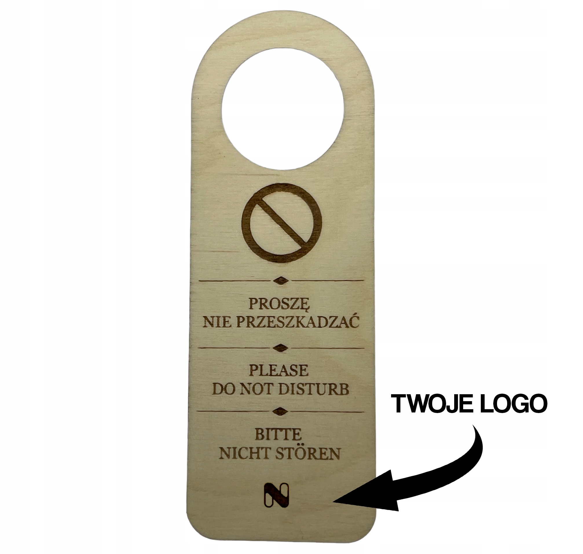 20szt. ZAWIESZKA DREWNIANA DO DRZWI HOTELOWYCH, do salonu masażu z logo Marka inny