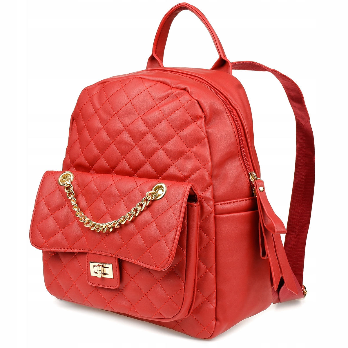 

Plecak Damski Skórzany Elegancki Pikowany Czerwony