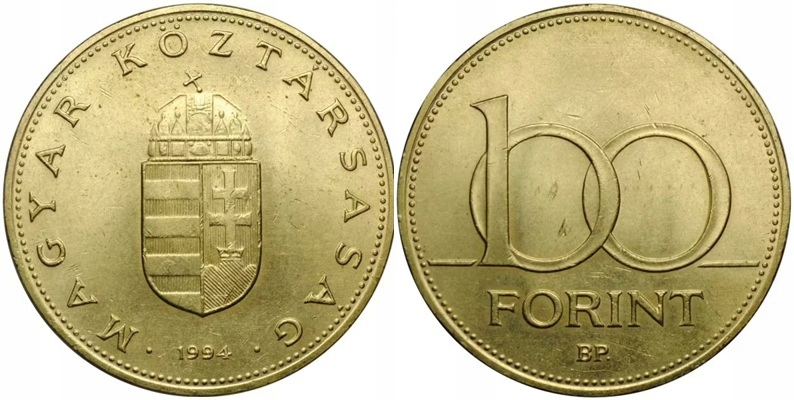 100 forintów (1994) Węgry - Herb, Korona