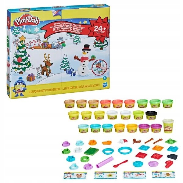 Адвент-календарь Play-Doh F2377, 24 баночки массы для лепки и 23 штампа, от 3 лет — фото 2