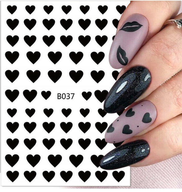 

Naklejki Na Paznokcie Samoprzylepne Czarne Serca