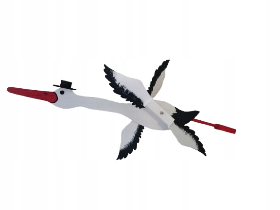 Wiatrak ogrodowy bocian 70 cm. rękodzieło