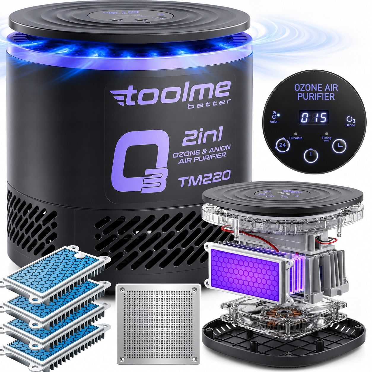 Ozonator Ionizátor 2v1 140W generátor ozonu Čistička vzduchu 60000 mg