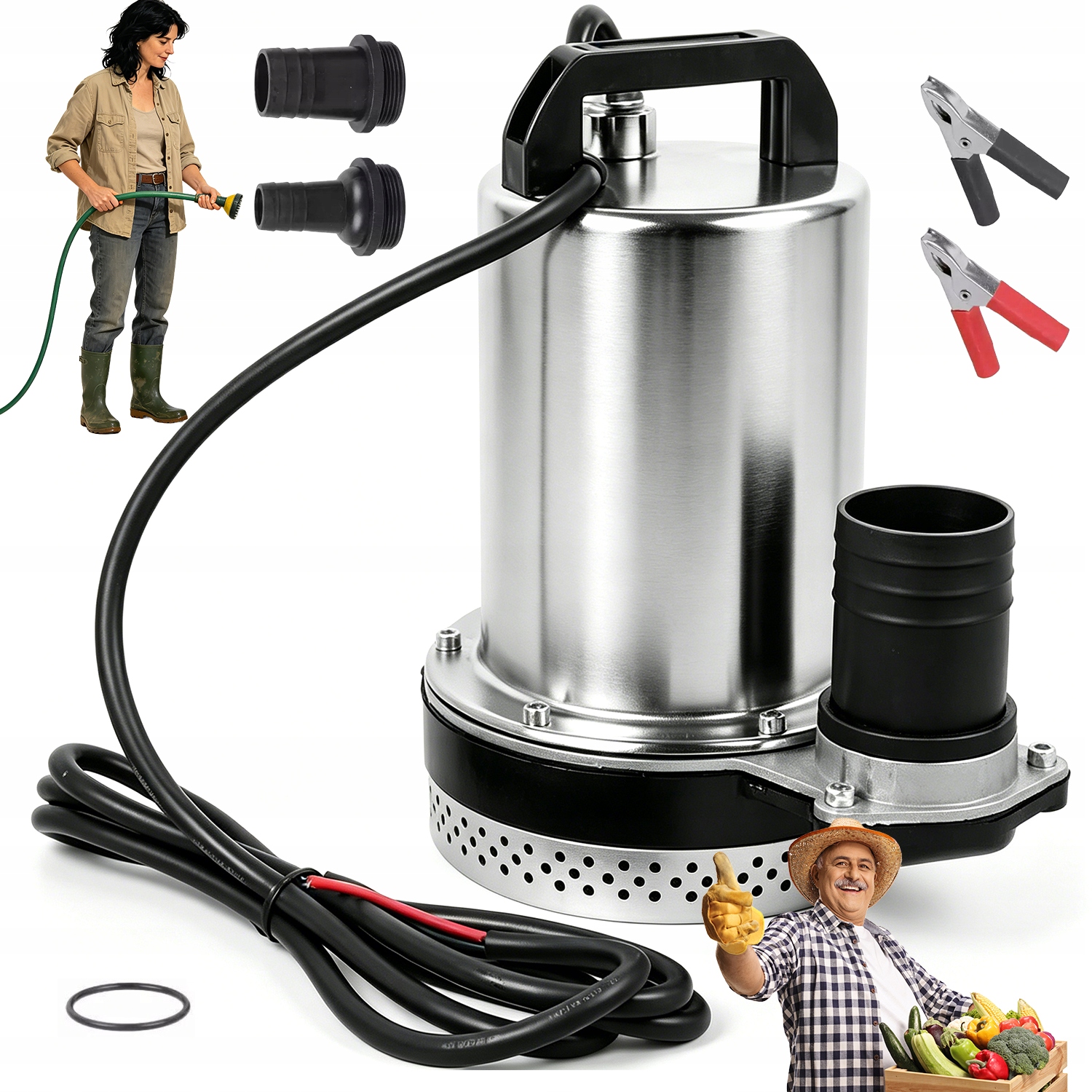 Pompa Zatapialna DC 12V 8000L/H Do Wody Brudnej Czystej Ogrodowa 220W