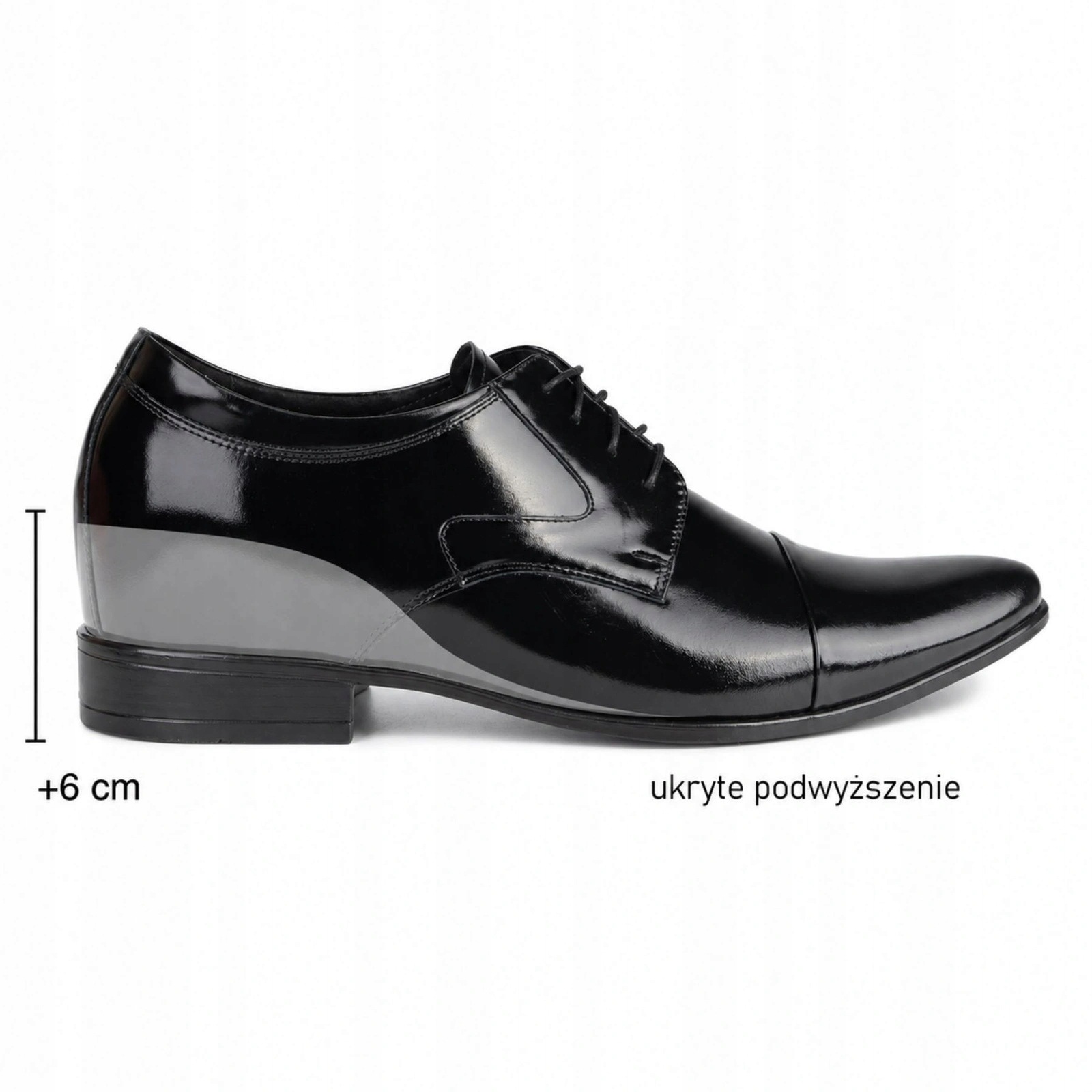 Pánské vyvýšené kožené kozačky 6 cm k obleku P10, černé, velikost 41
