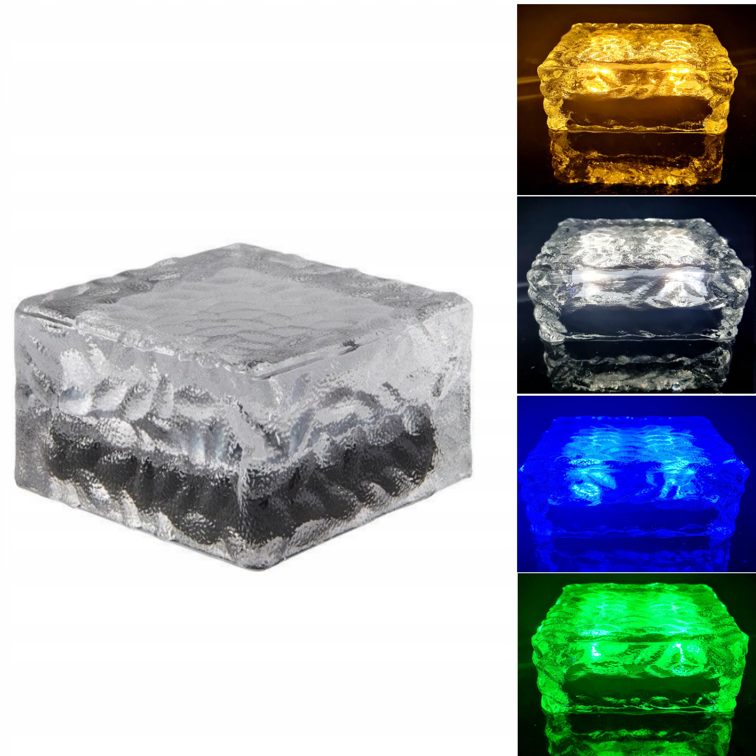 Solárna lampa sklenená kocka 4 ks Led studená biela