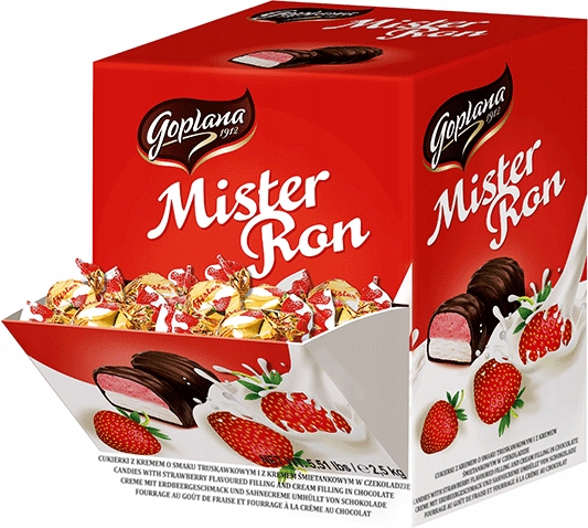 Levně Cykierky Mister Ron Jahodovo-smetanové 2,5 kg Goplana