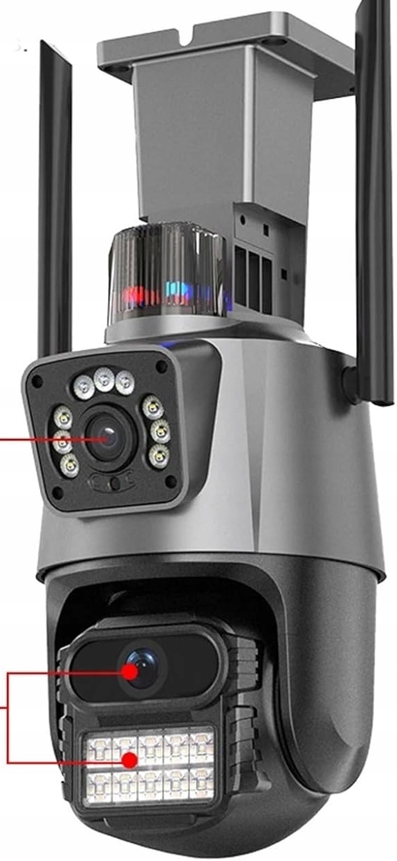 Kamera Zewnętrzna 4G Lte na Kartę Sim Gsm Obrotowa V380 Pro Dwa Obiektywy