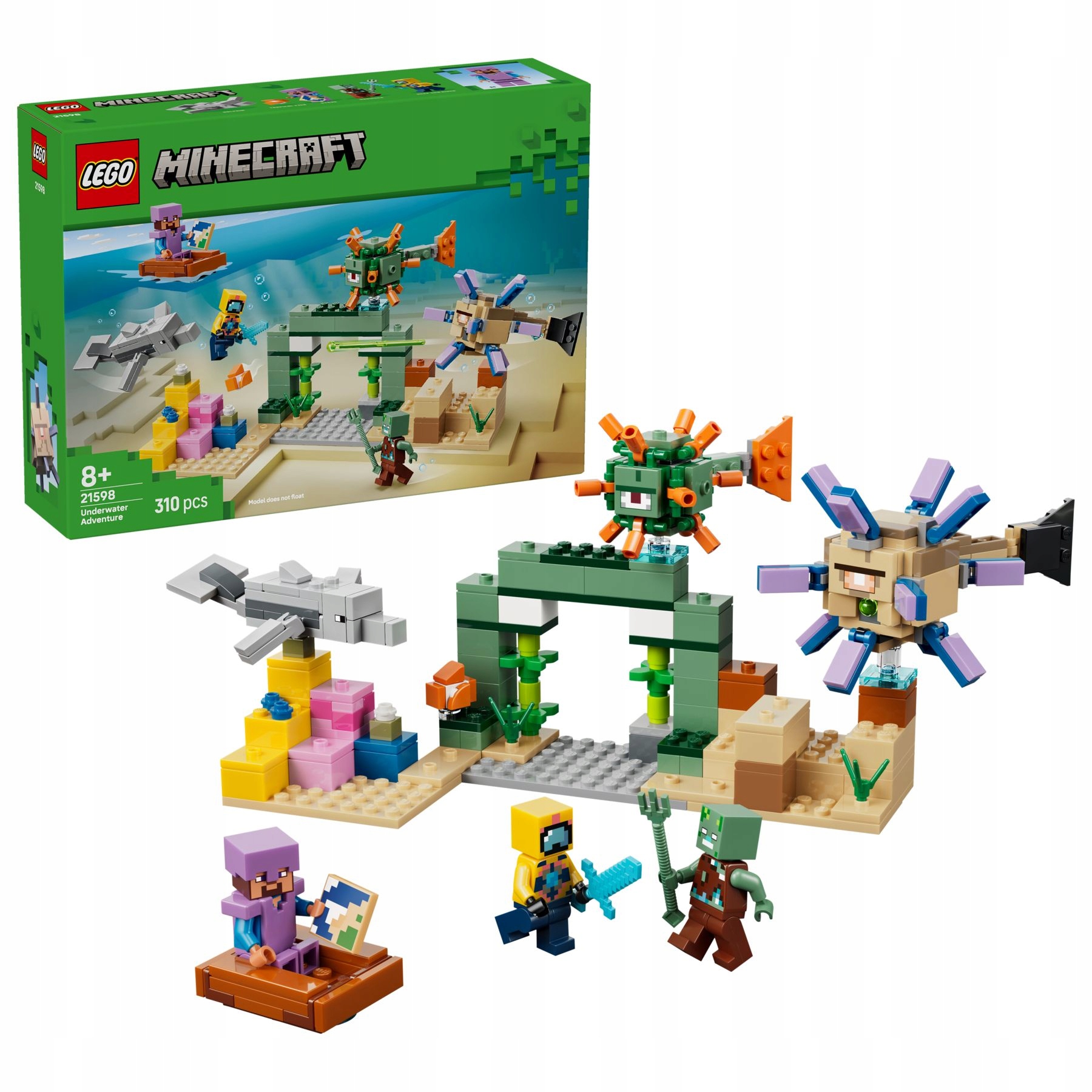 Lego Minecraft 21598 Podwodna Przygoda strażnik majkraft delfin biom