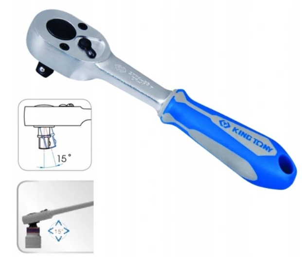 Grzechotka Uchylna 15° 3/8 200mm 32 zęby King Tony 3774-08G