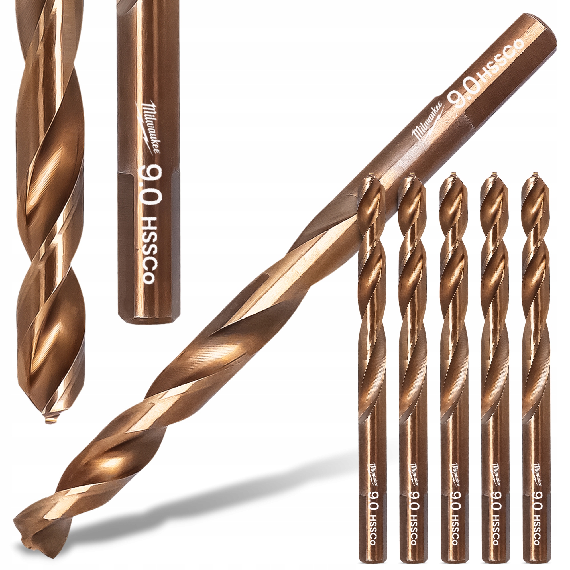 5 x Kobaltové Kovové vrtáky 9 mm z nerezové oceli Inox litiny Hss Milwau R6