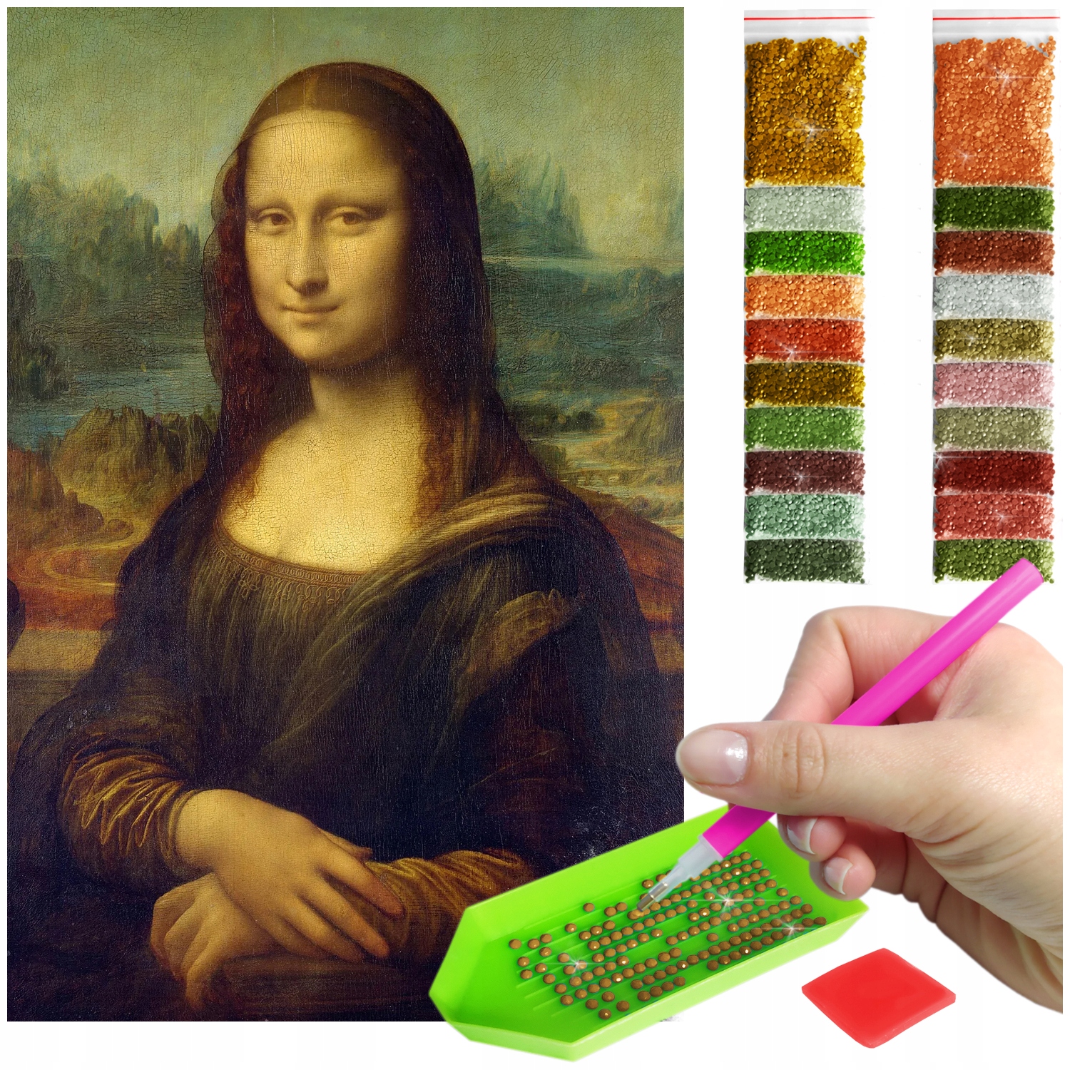 Mona Lisa Obrázek Výšivka Diamond diamond painting mozaika Da Vinci 60x40cm