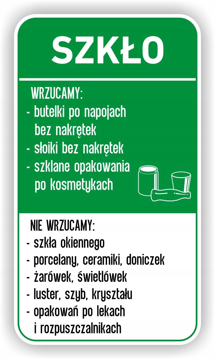 

Naklejka Na Kosz duża Szkło segregacja śmieci 30cm