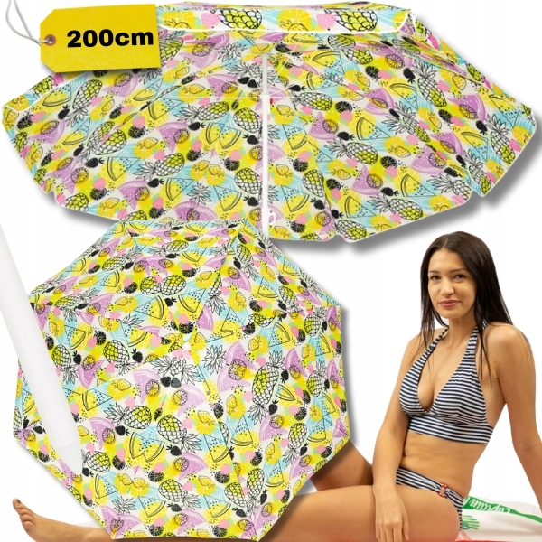 Parasol 200cm Na Plażę W Owoce Plażowy Ogrodowy Łamany Składany Biwakowy