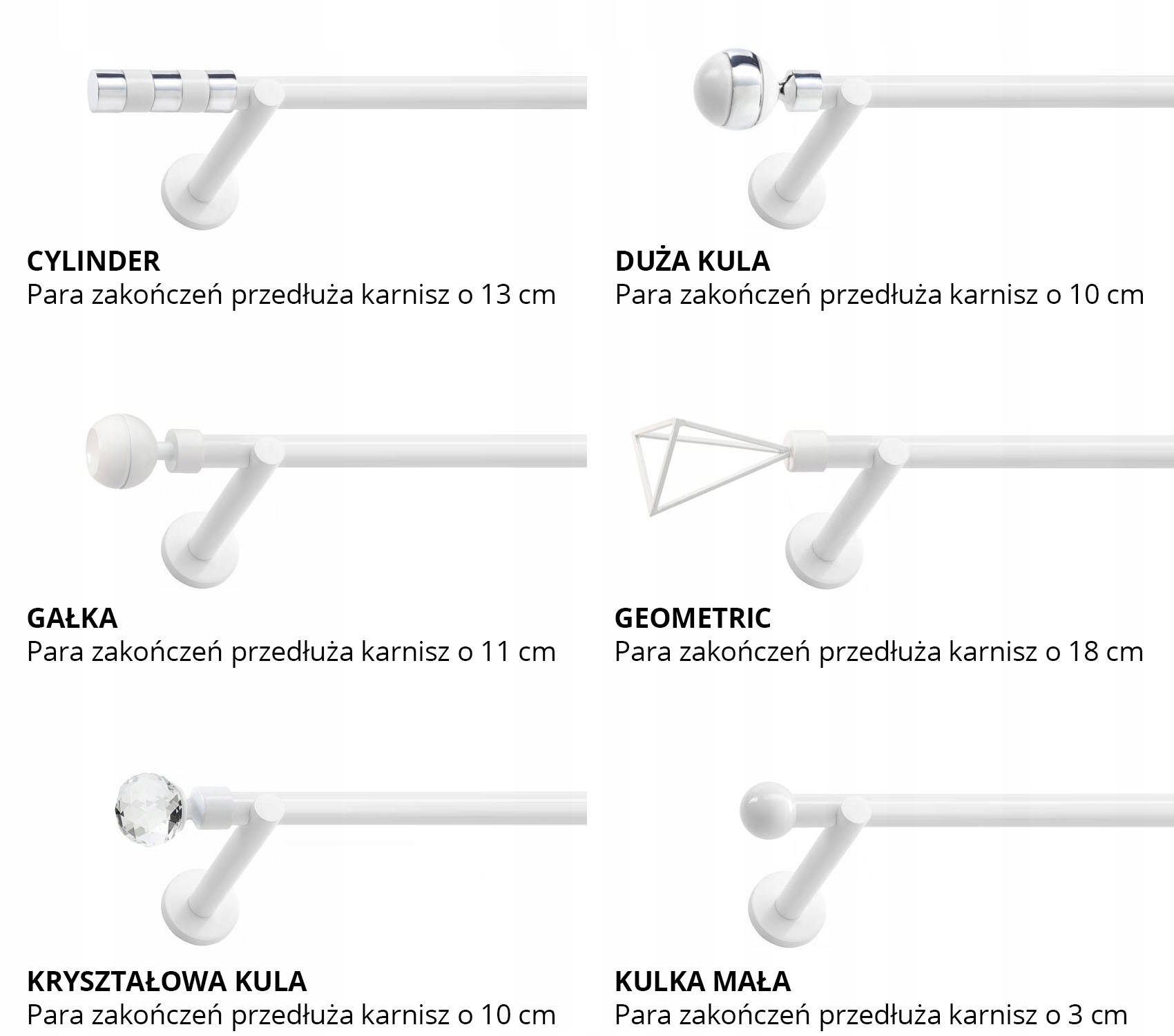 Karnisz 180 cm na firankę przelotka 19 mm biały Rodzaj karnisza pojedynczy