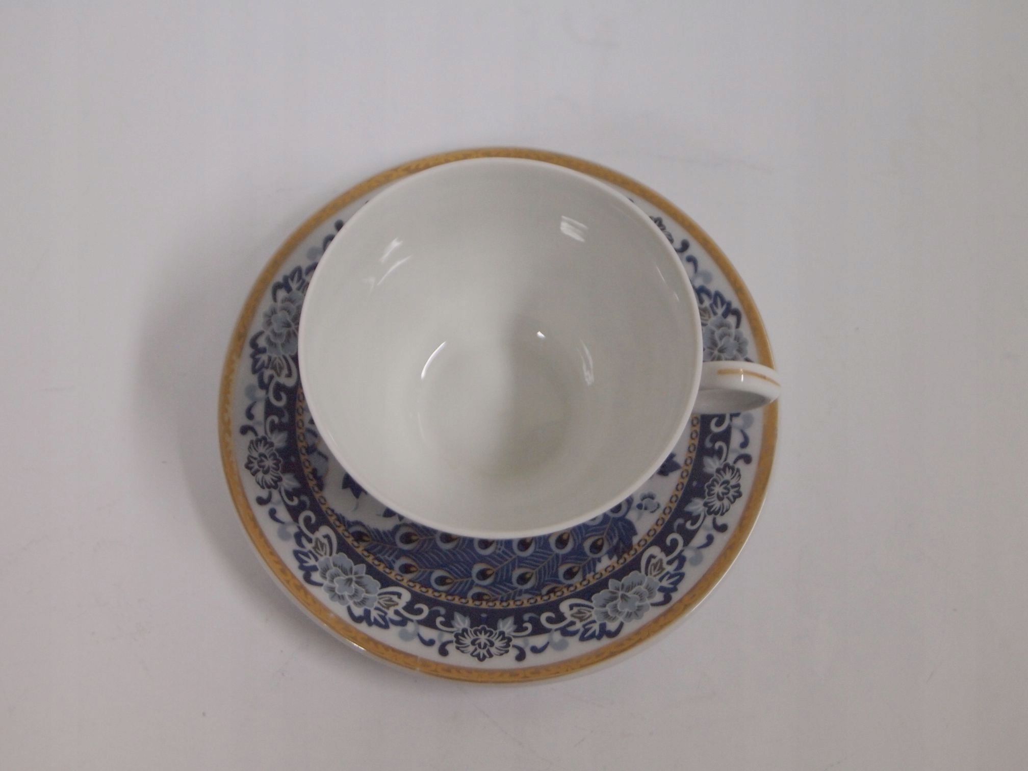 Zestaw 2 FILIŻANKI+ 2 SPODKI PAW NIEBIESKI W PUDEŁKU Marka Remis