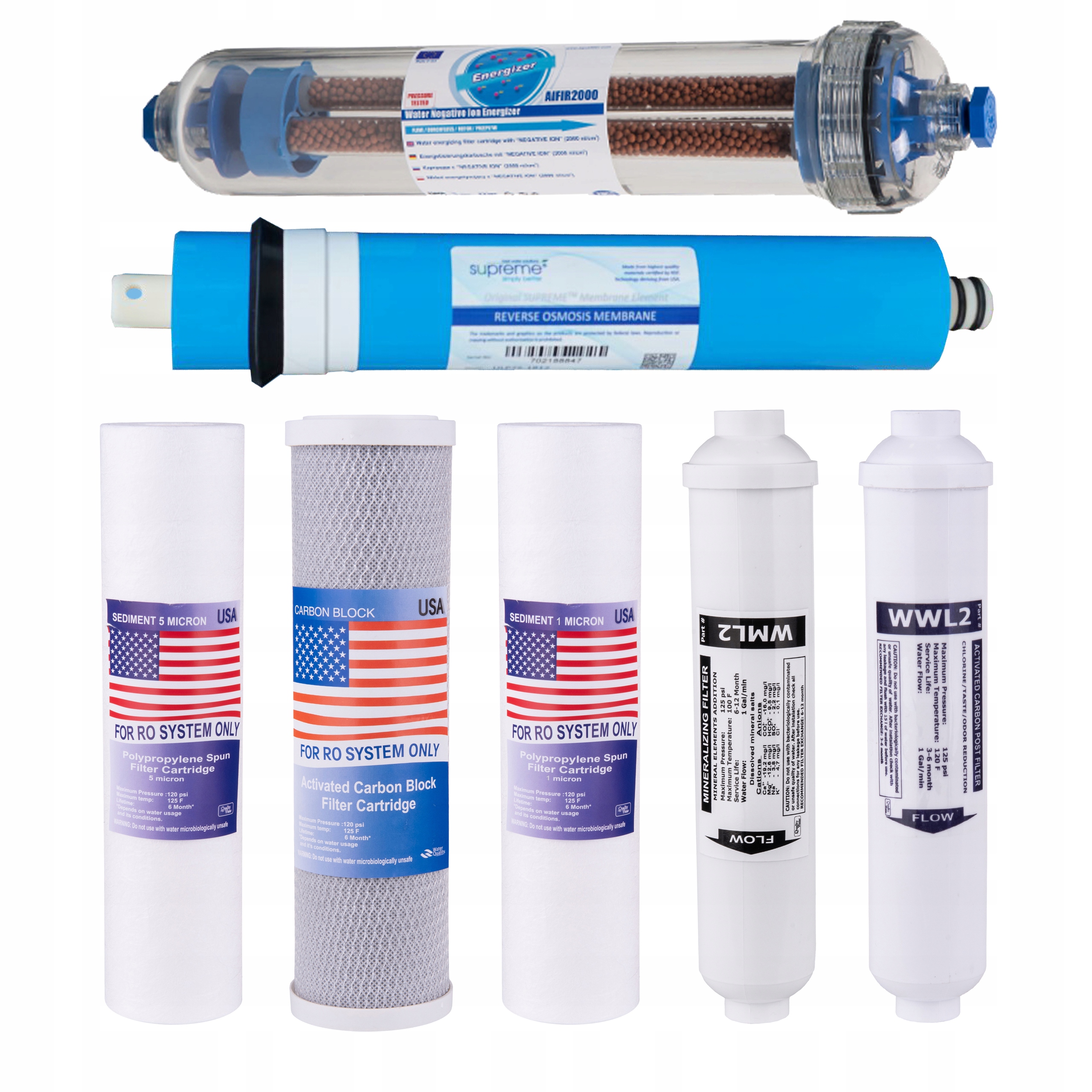 

Komplet Wkładów Z Membraną RO7 AIFIR-2000 Osmoza