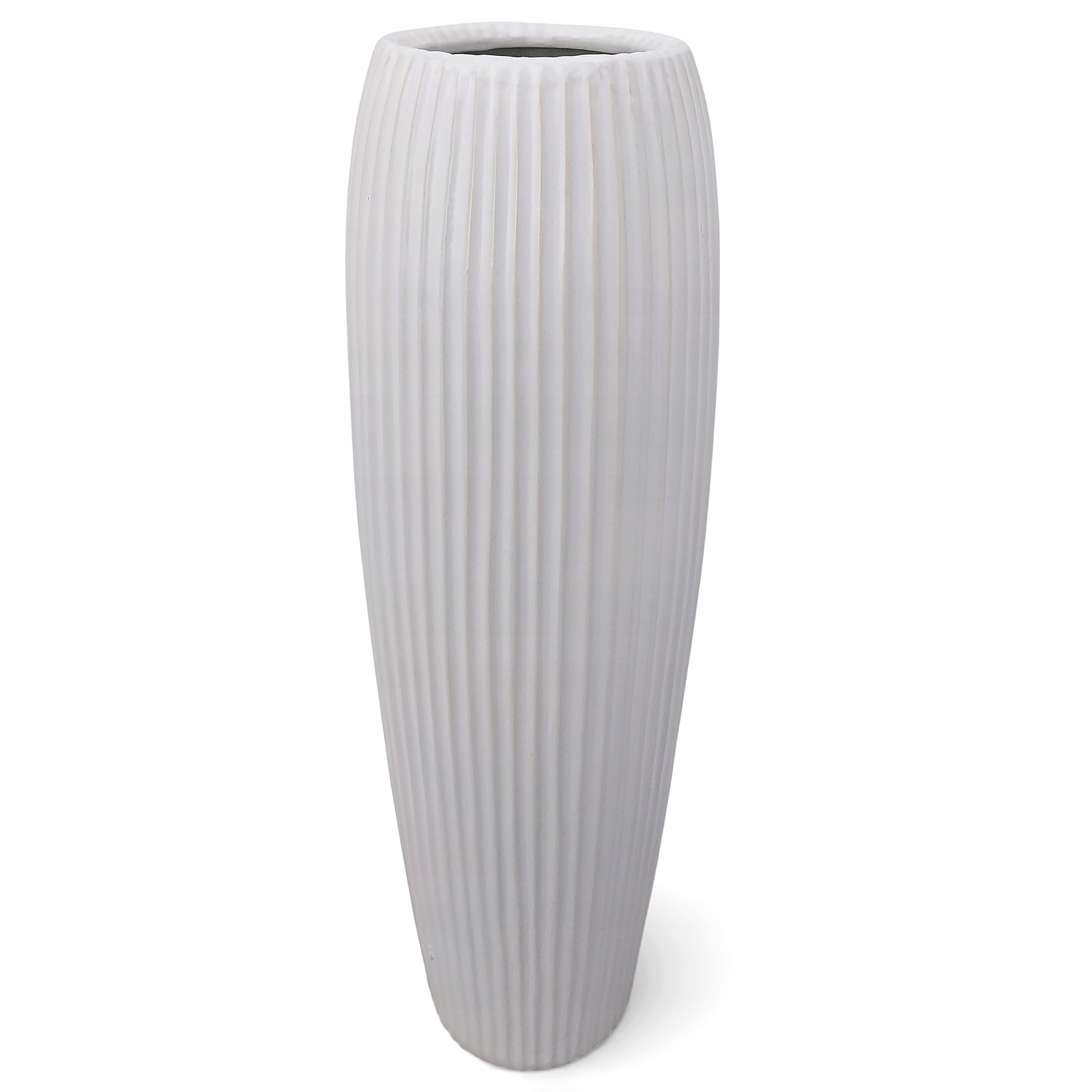 Duży Wazon Ceramiczny Biały Wysoki Flakon Na Kwiaty Gałązki Podłogowy 45 cm