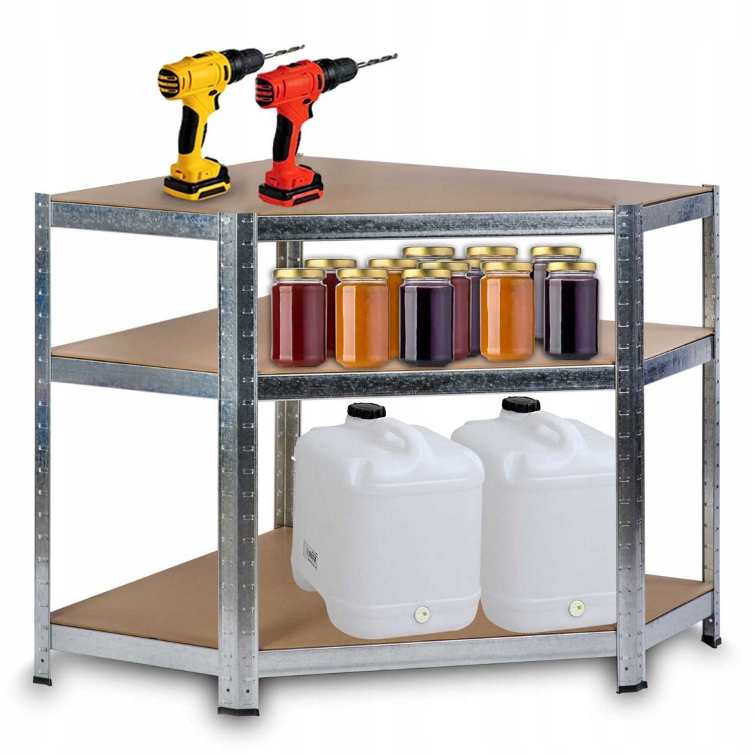 REGAŁ METALOWY MAGAZYNOWY NAROŻNY 180x90x40 875kg