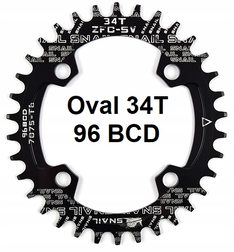 

Zębatka Narrow Wide 34T Czarna owalna 96BCD Snail