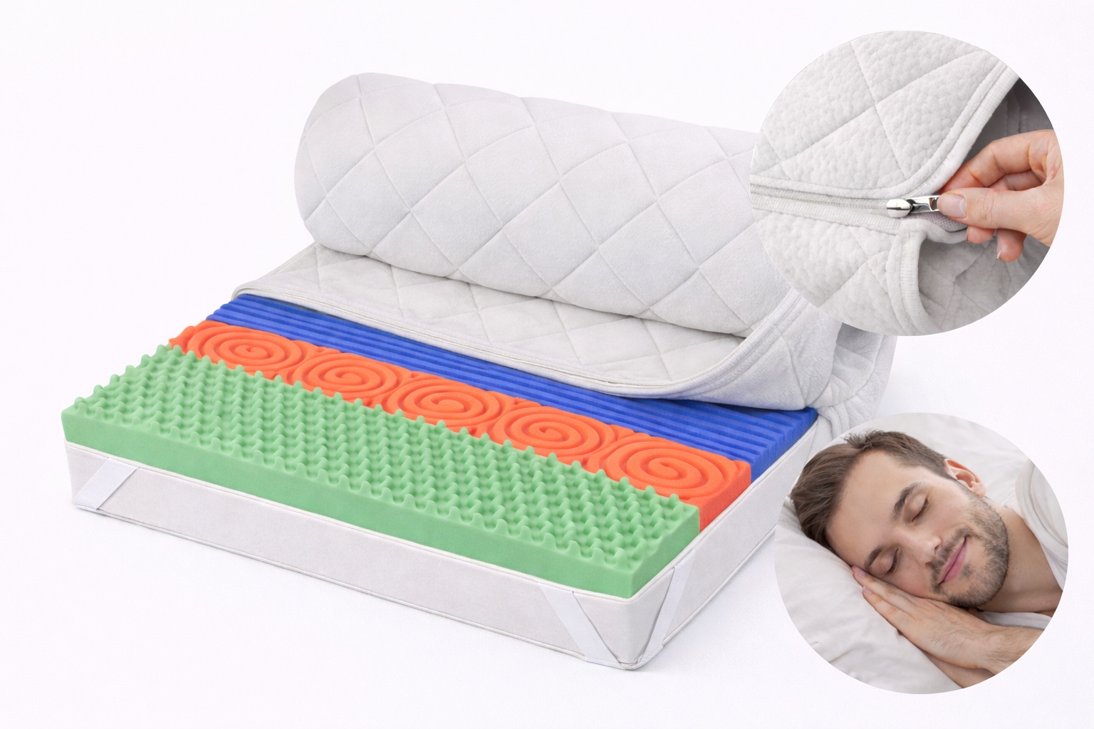 Matrace 90x200 masážní matrace 6cm Topper H3