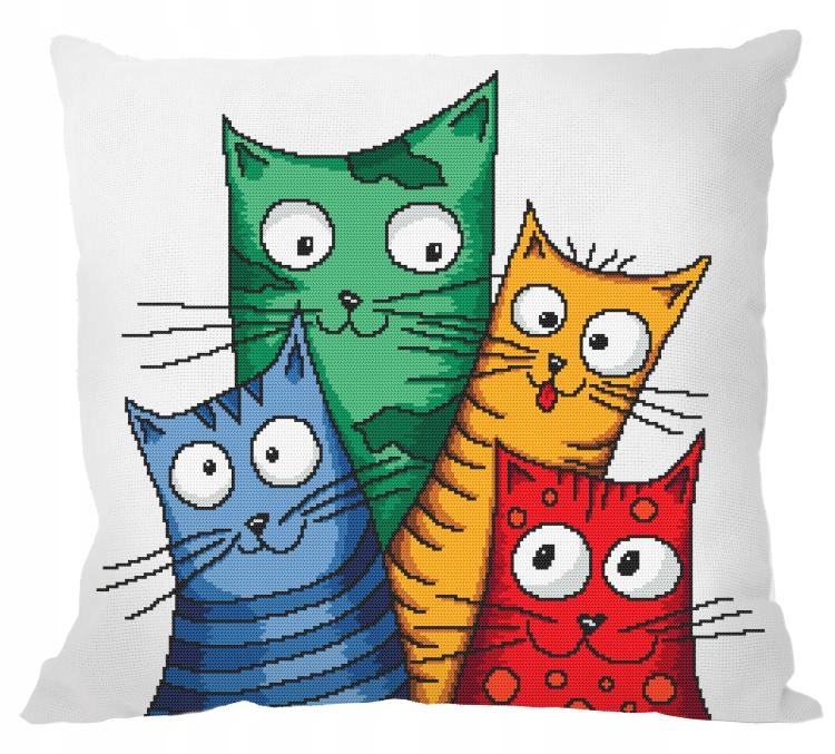 Vyšívací sada Polštář Bláznivé kočky