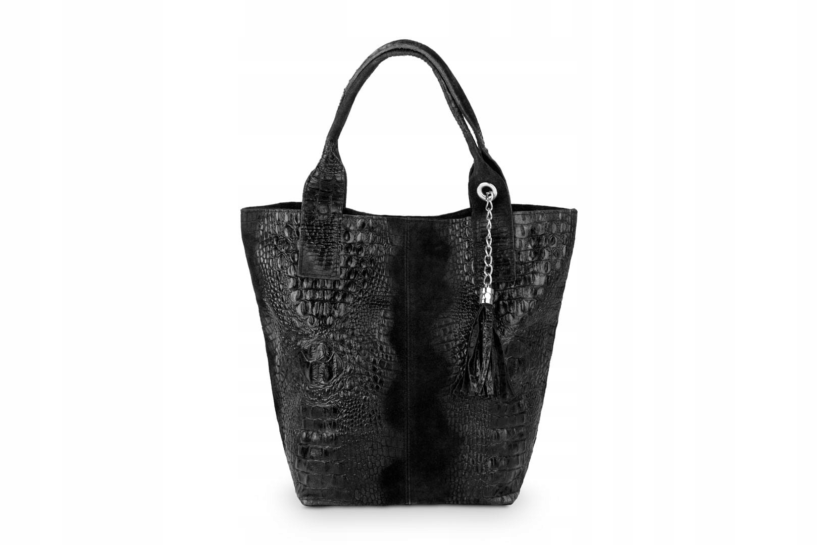 

Torba Skórzana Vera Pelle Krokodyl Worek Czarna