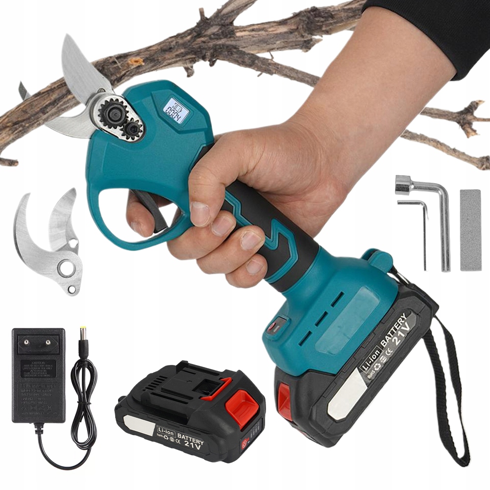 Zahradní nůžky Zahradní Elektrické Nůžky 120W 21V 2xAKU 2 Čepele