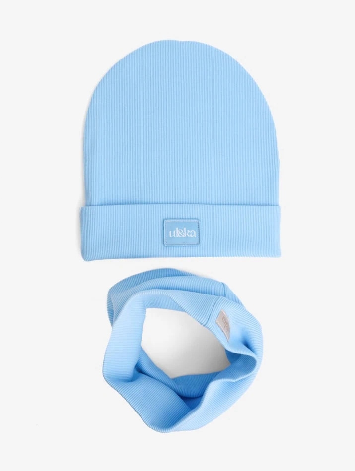 Komplet czapka i komin Ul&Ka Pastel Blue Line 1-3 lat