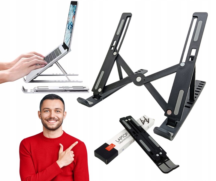 Podstawka Pod Laptopa Tablet Składana, Regulowana, Uniwersalna czarna