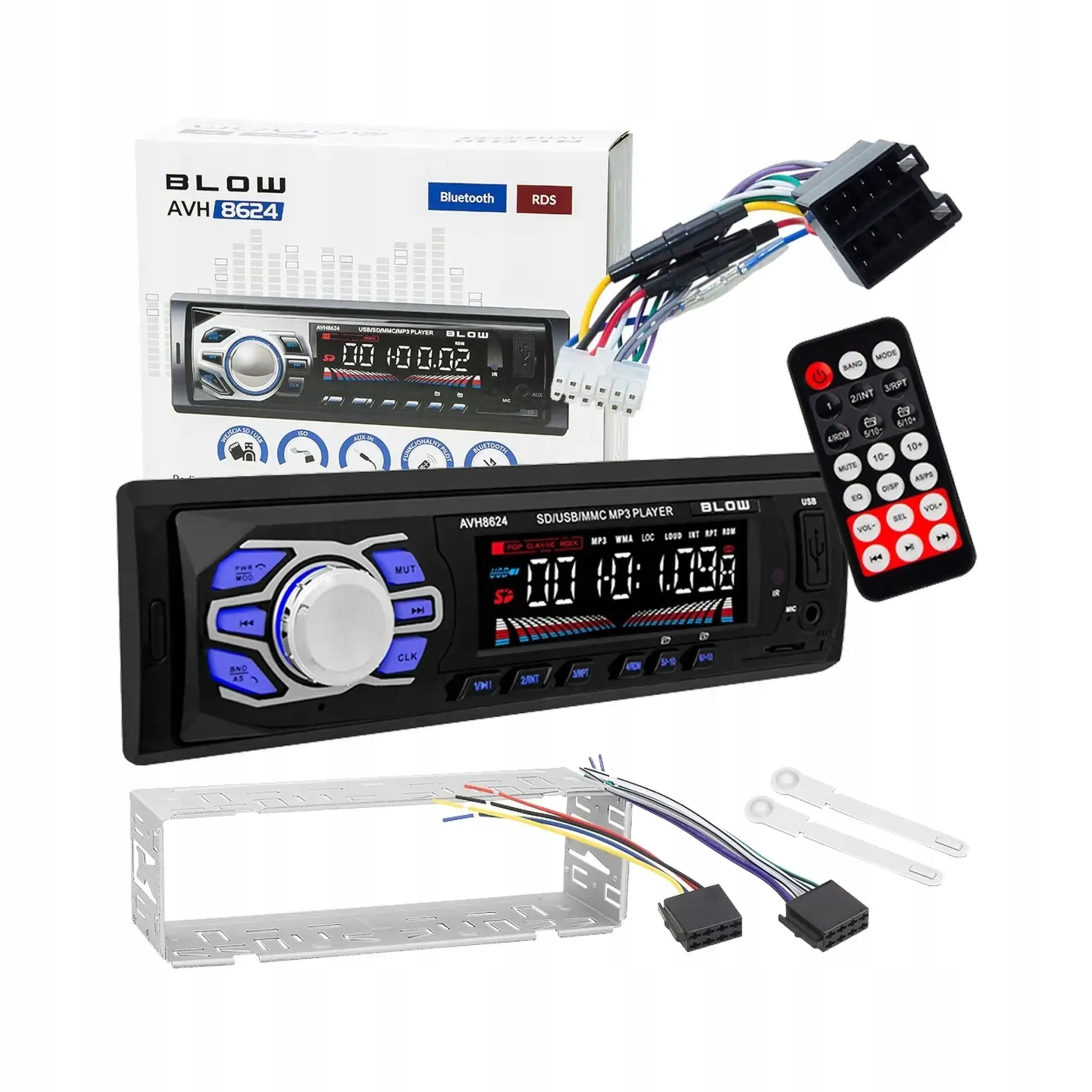Uniwersalne Radio Samochodowe 1DIN 4x50W Bluetooth Sd Usb Aux Rds Pilot-Zdjęcie-0