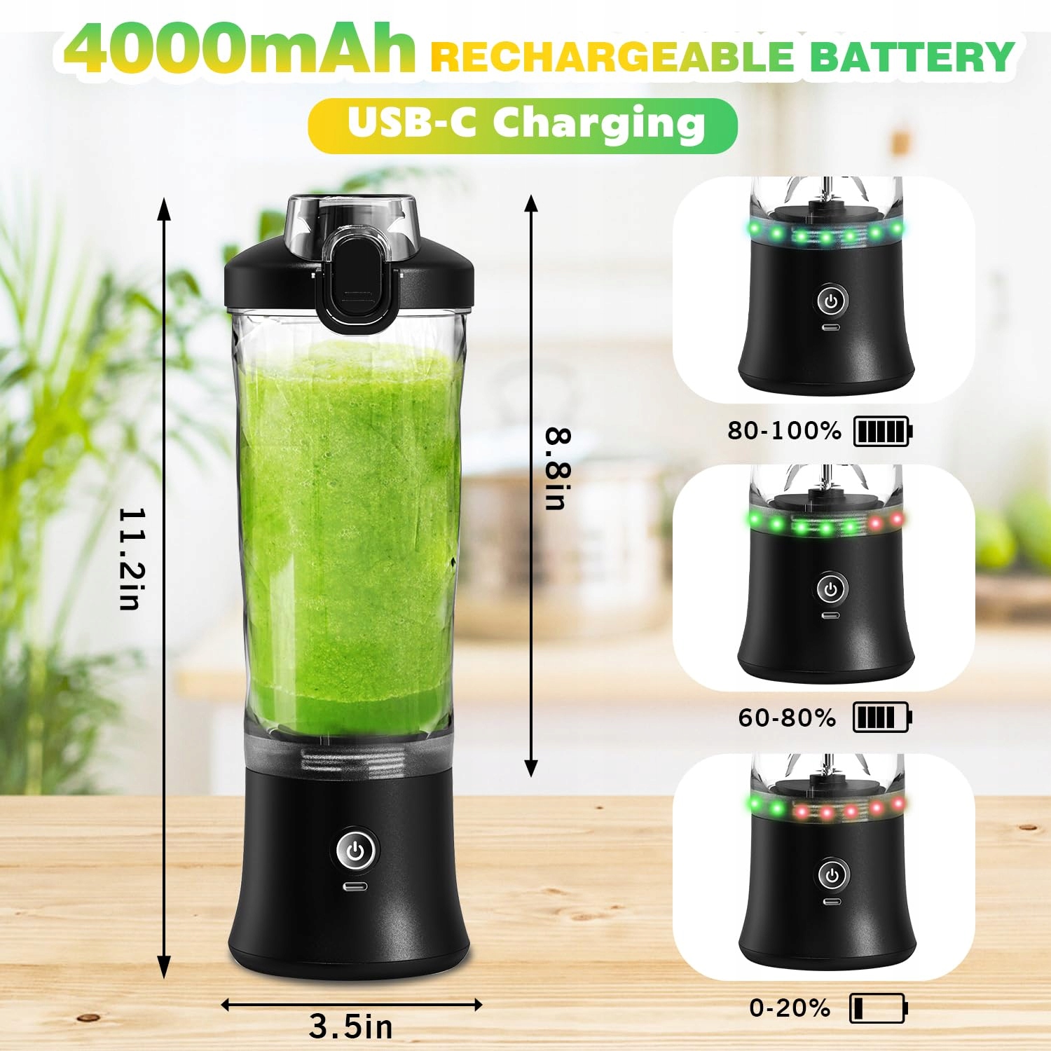 Przenośny BLENDER Mini Mikser 600ml USB Do Smoothie i Białka — miniatura 7
