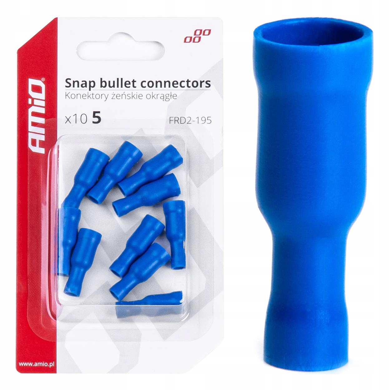 Konektory izolowane żeńskie okrągłe walcowe 5mm 1.5-.25mm2 15A 10 szt.
