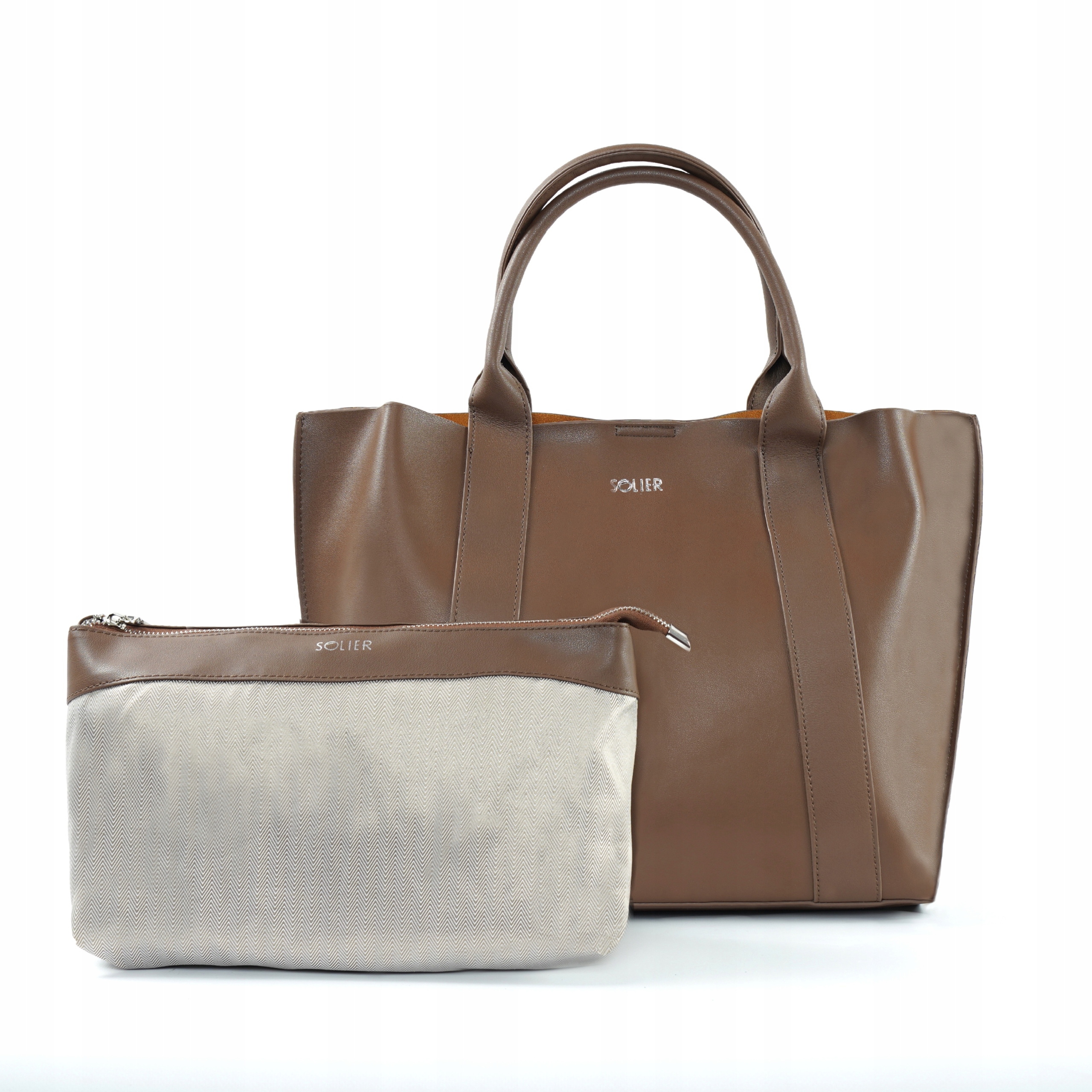 Dámská shopper taška Kožená Hnědá kosmetická taška Solier dárek