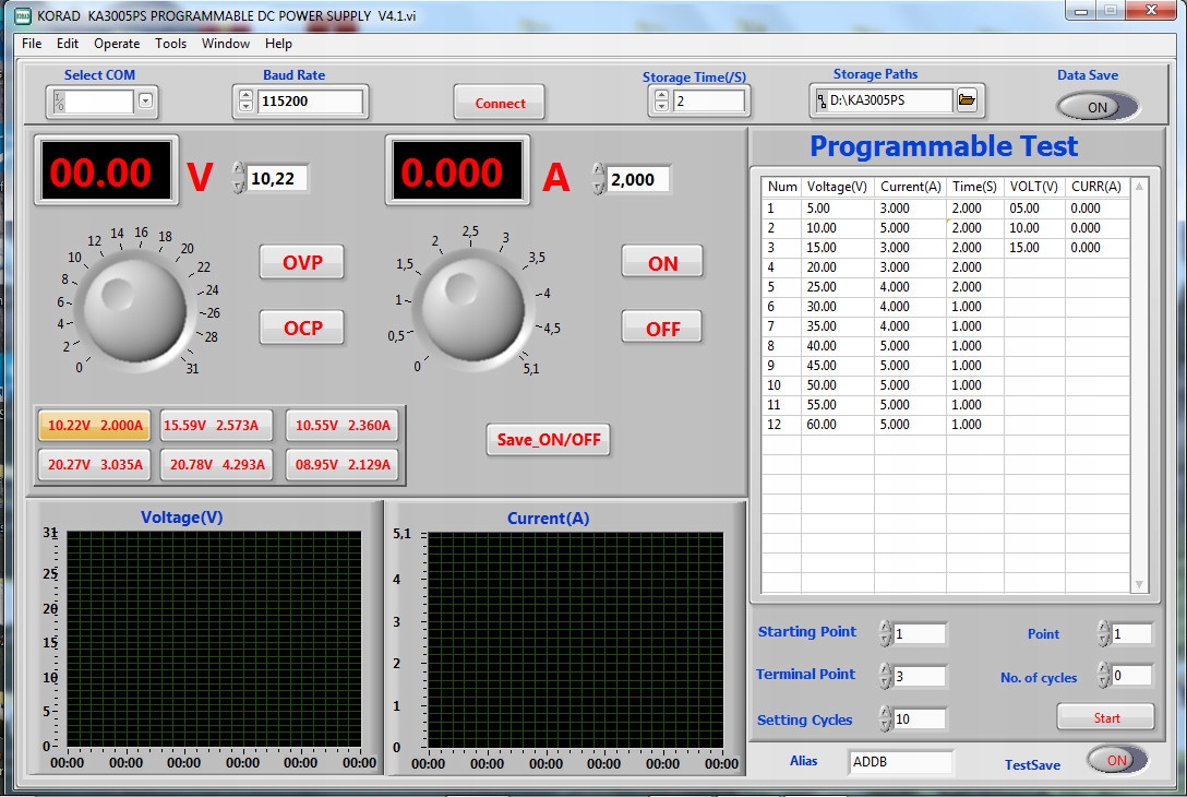 Zasilacz Laboratoryjny KA3005PS 30V 5A 5xPamięć +USB-PC pomiar MOCY Prąd wyjściowy 0-5 A