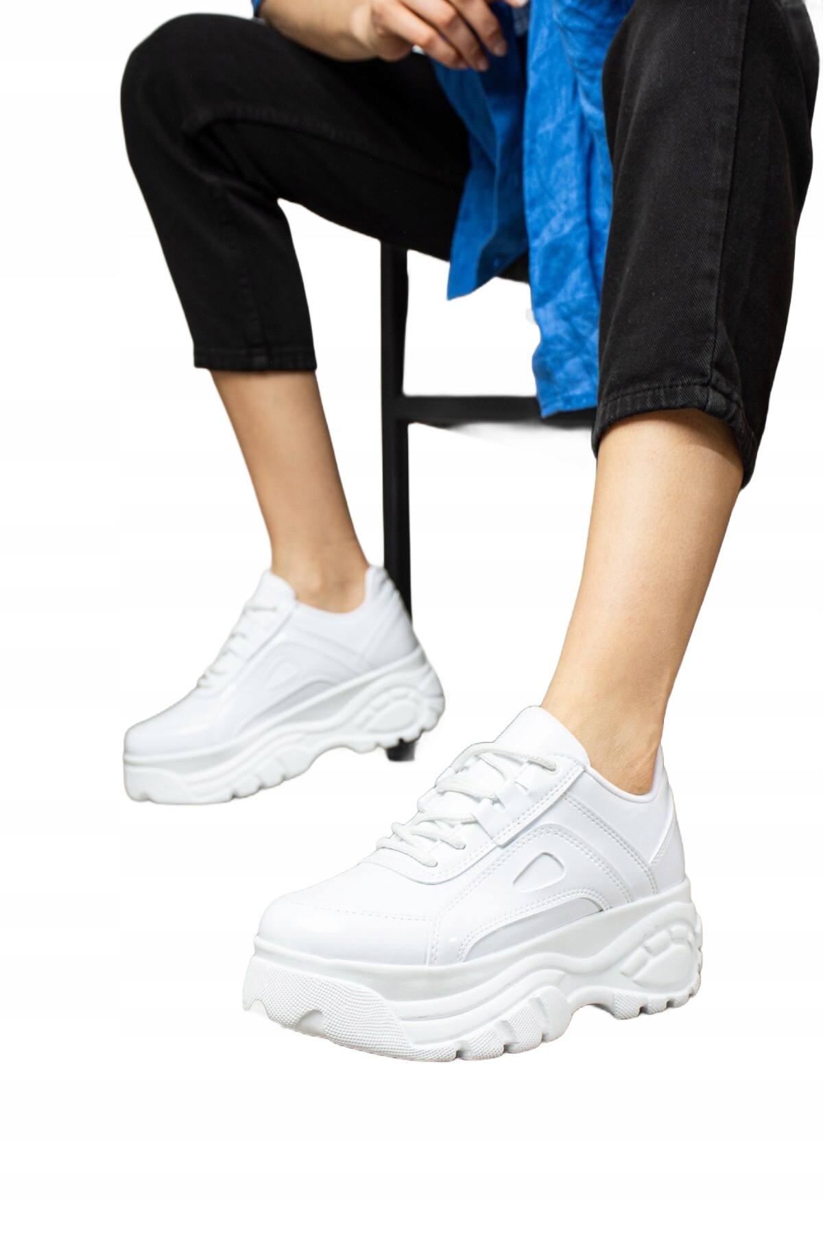 Bílá Dámská Sportovní Obuv S Tlustou Podrážkou, Šněrovací, Velikost 36