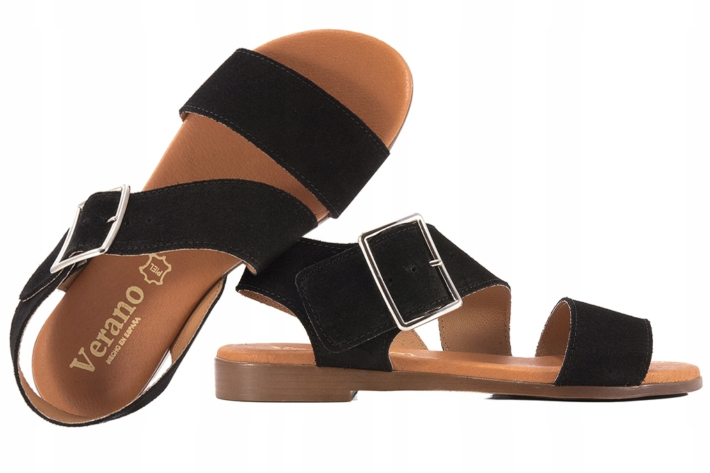 Verano 9118 Dámské Sandály Španělské semišové 39 Černá