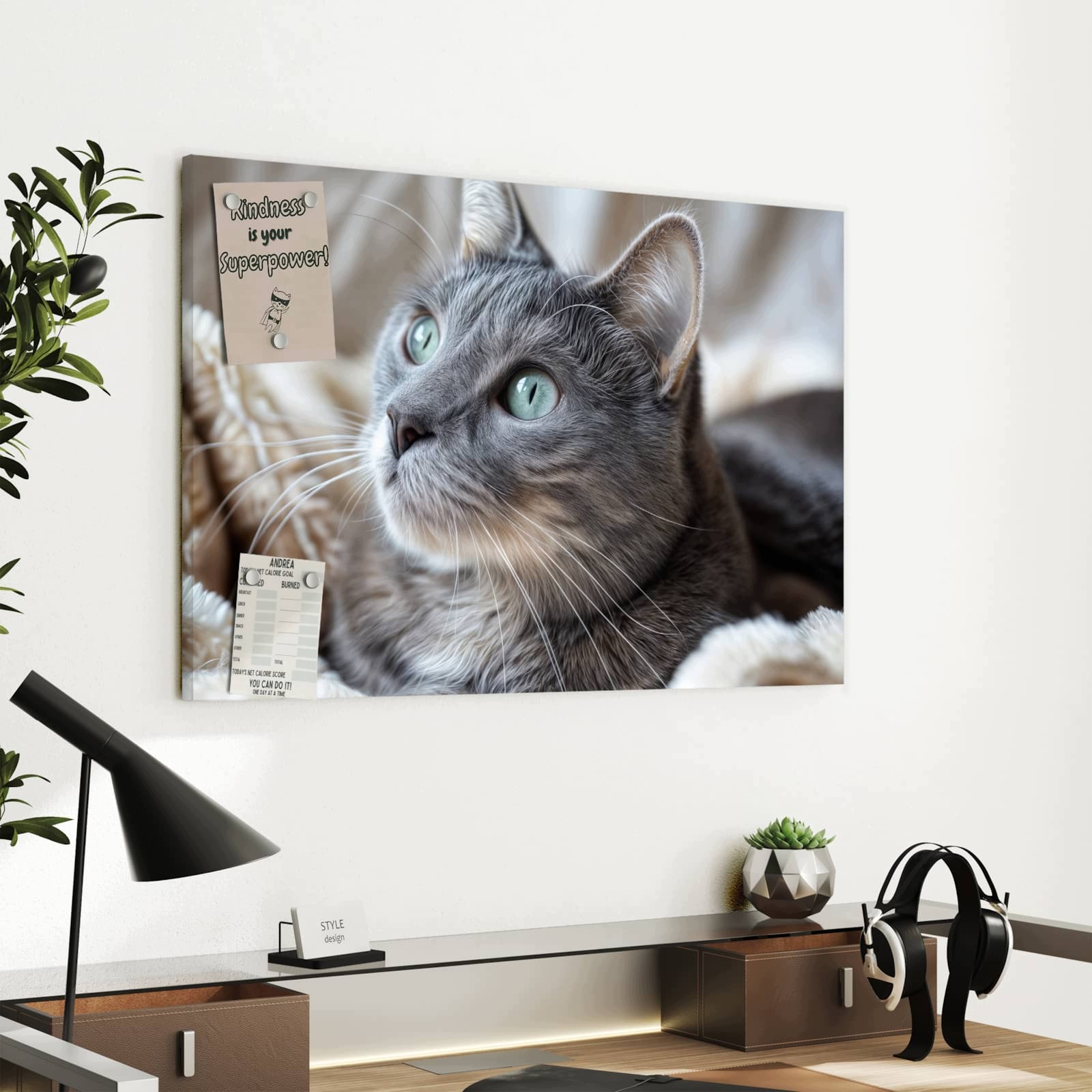 Magnetická tabule Útulné Kočka 60 × 40 cm