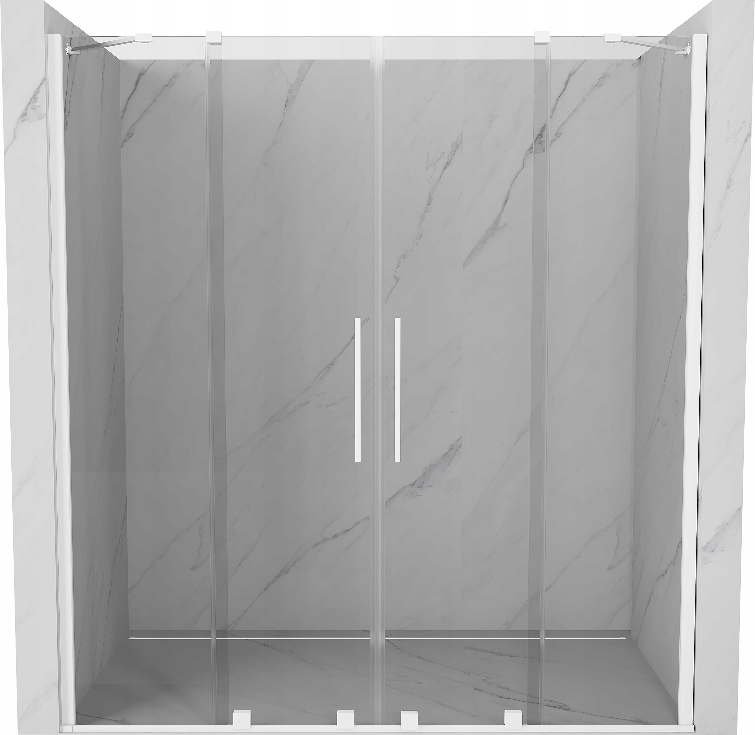 Dvoukřídlé sprchové dveře Mexen Velar Duo 180 cm, transparentní sklo, bílý